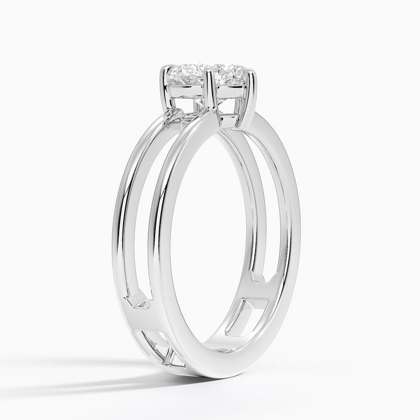 Aimee Open Double Band Solitaire Ring Platinum Heart Engagement Ring
