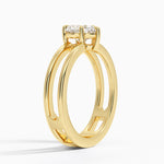 Aimee Open Double Band Solitaire Ring Yellow Gold 18k Heart Engagement Ring