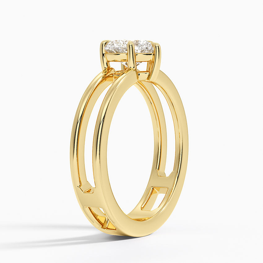 Aimee Open Double Band Solitaire Ring Yellow Gold 18k Heart Engagement Ring