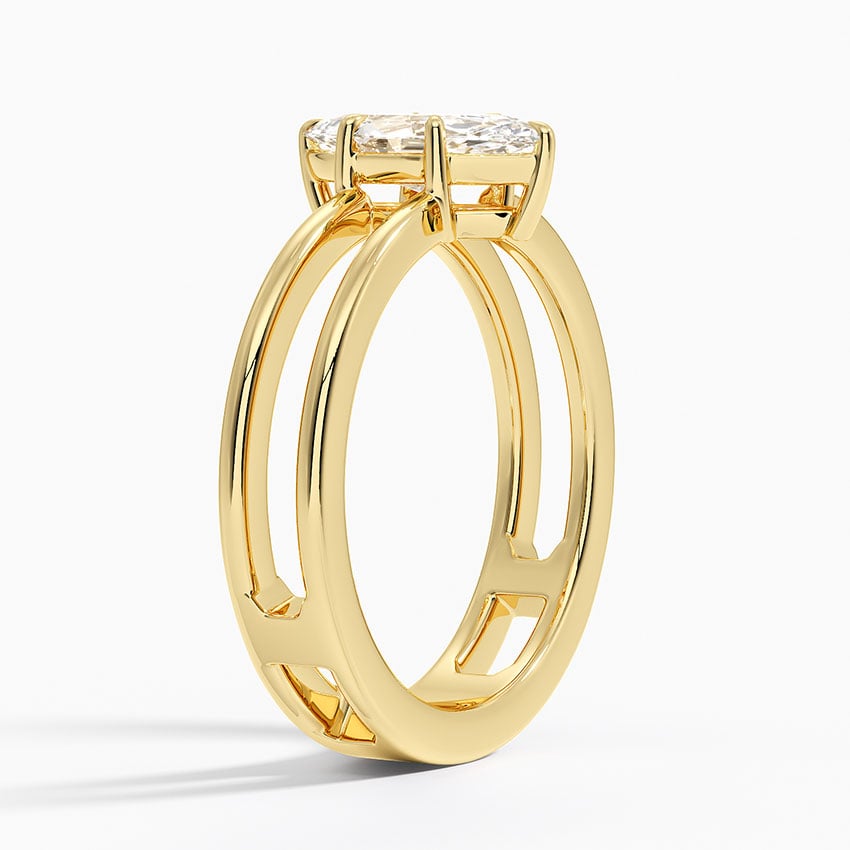 Aimee Open Double Band Solitaire Ring Yellow Gold 18k Marquise Engagement Ring