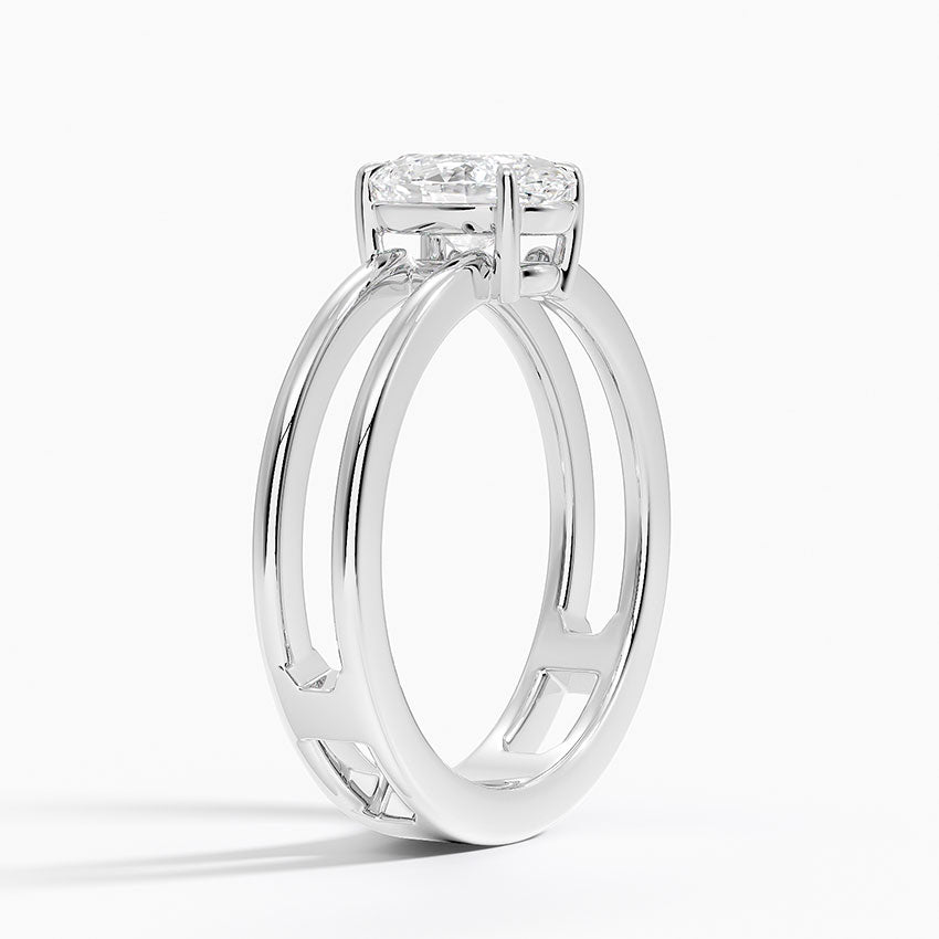 Aimee Open Double Band Solitaire Ring Platinum Oval Engagement Ring