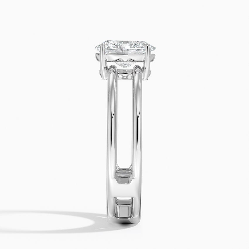 Aimee Open Double Band Solitaire Ring Platinum Oval Engagement Ring