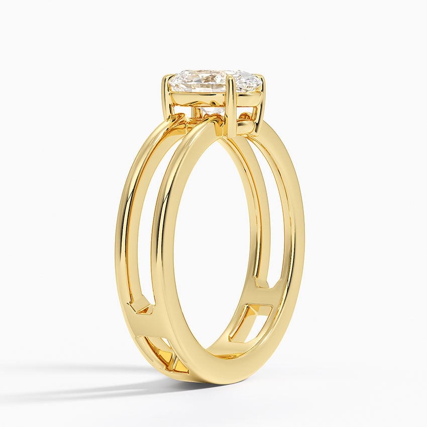 Aimee Open Double Band Solitaire Ring Yellow Gold 18k Oval Engagement Ring