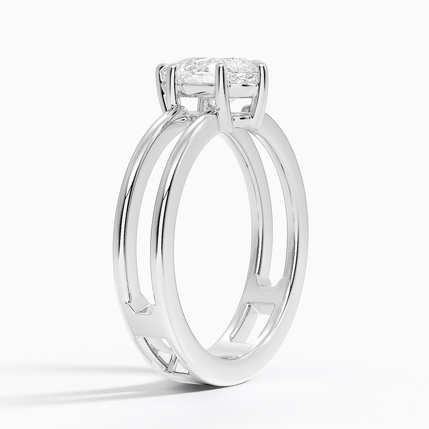 Aimee Open Double Band Solitaire Ring Platinum Pear Engagement Ring