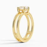 Aimee Open Double Band Solitaire Ring Yellow Gold 18k Pear Engagement Ring