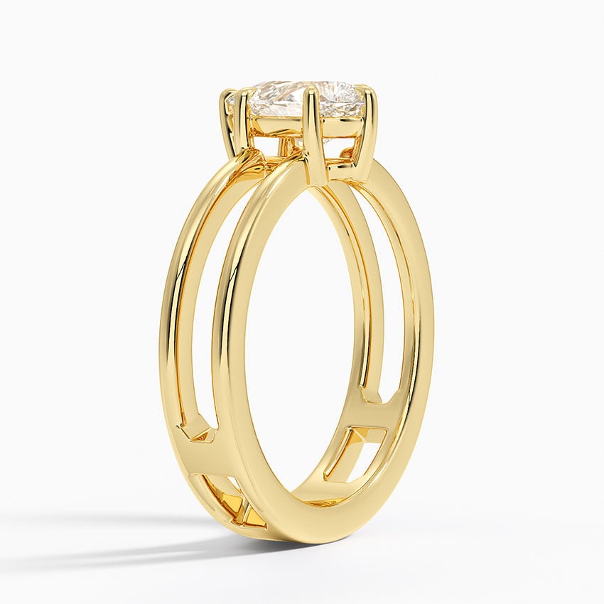 Aimee Open Double Band Solitaire Ring Yellow Gold 18k Pear Engagement Ring
