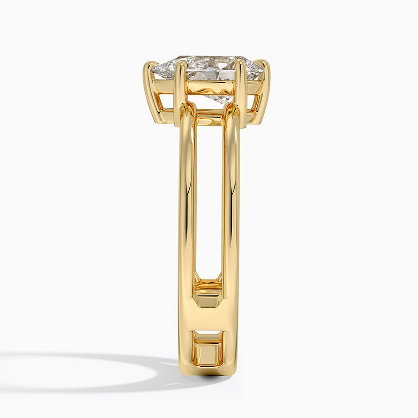 Aimee Open Double Band Solitaire Ring Yellow Gold 18k Pear Engagement Ring