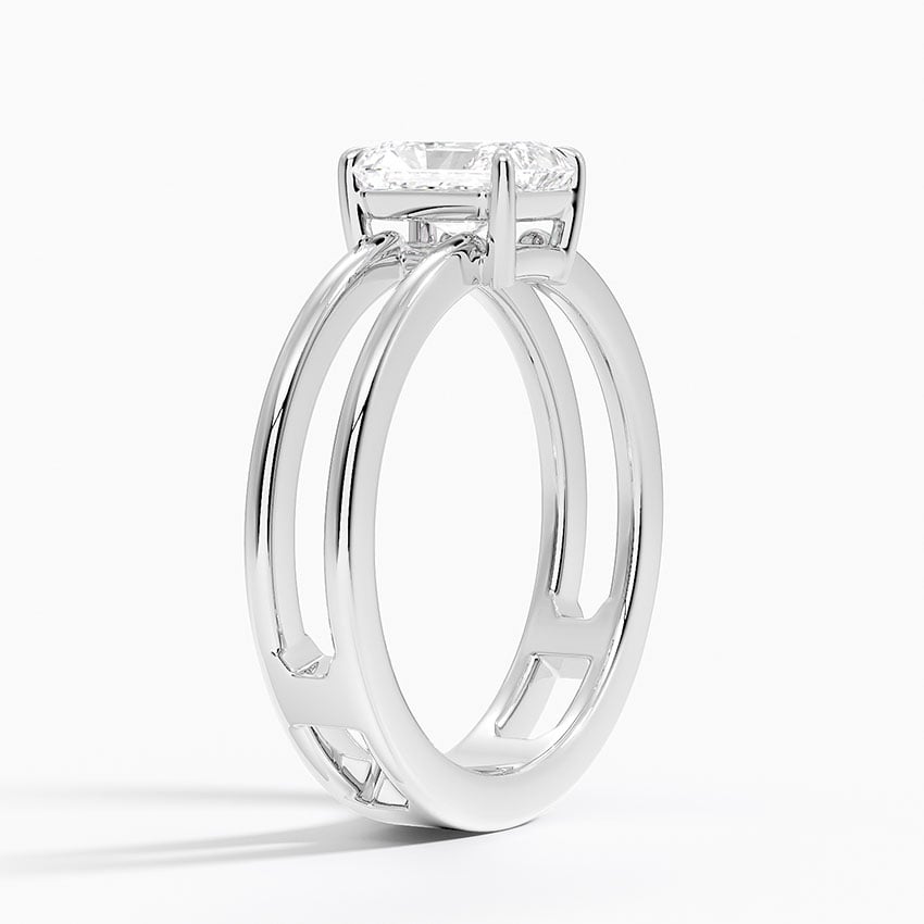 Aimee Open Double Band Solitaire Ring Platinum Radiant Engagement Ring