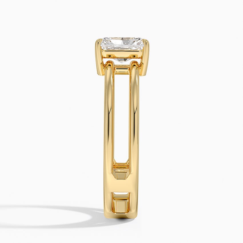 Aimee Open Double Band Solitaire Ring Yellow Gold 18k Radiant Engagement Ring