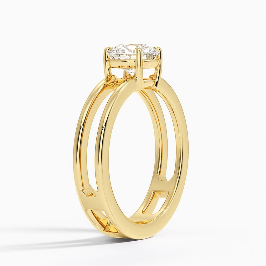 Aimee Open Double Band Solitaire Ring Yellow Gold 18k Round Engagement Ring
