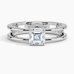 Aimee Open Double Band Solitaire Ring Platinum Asscher Engagement Ring