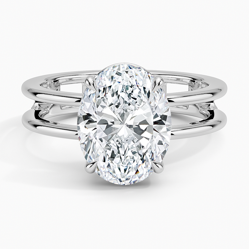 Aimee Open Double Band Solitaire Ring Platinum Oval Engagement Ring