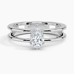Aimee Open Double Band Solitaire Ring Platinum Pear Engagement Ring