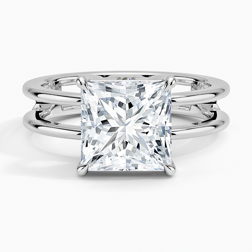 Aimee Open Double Band Solitaire Ring Platinum Princess Engagement Ring