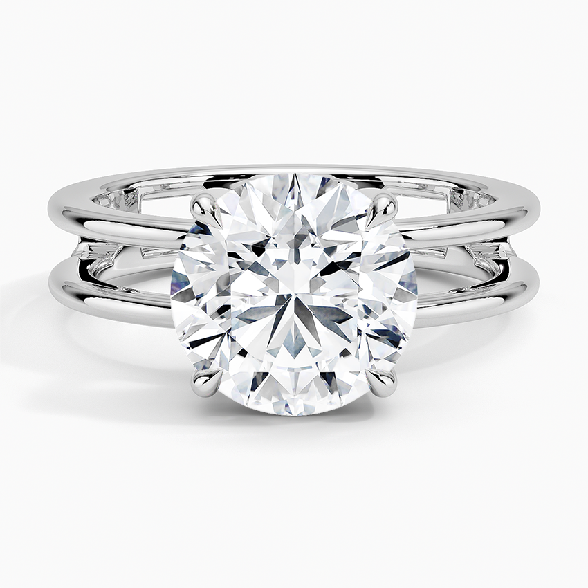 Aimee Open Double Band Solitaire Ring Platinum Round Engagement Ring