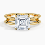 Aimee Open Double Band Solitaire Ring Yellow Gold 18k Asscher Engagement Ring