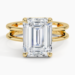 Aimee Open Double Band Solitaire Ring Yellow Gold 18k Emerald Engagement Ring