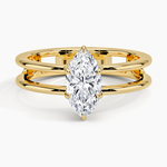 Aimee Open Double Band Solitaire Ring Yellow Gold 18k Marquise Engagement Ring