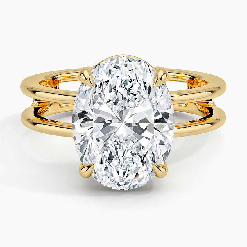 Aimee Open Double Band Solitaire Ring Yellow Gold 18k Oval Engagement Ring