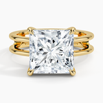 Aimee Open Double Band Solitaire Ring Yellow Gold 18k Princess Engagement Ring