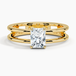 Aimee Open Double Band Solitaire Ring Yellow Gold 18k Radiant Engagement Ring