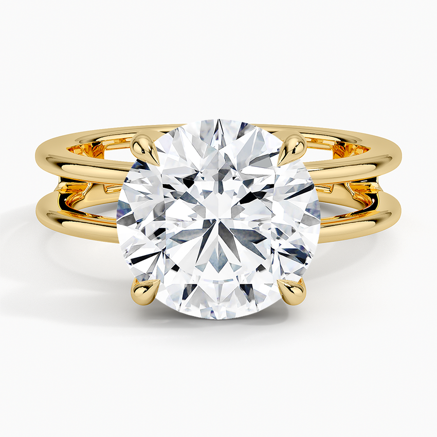 Aimee Open Double Band Solitaire Ring Yellow Gold 18k Round Engagement Ring