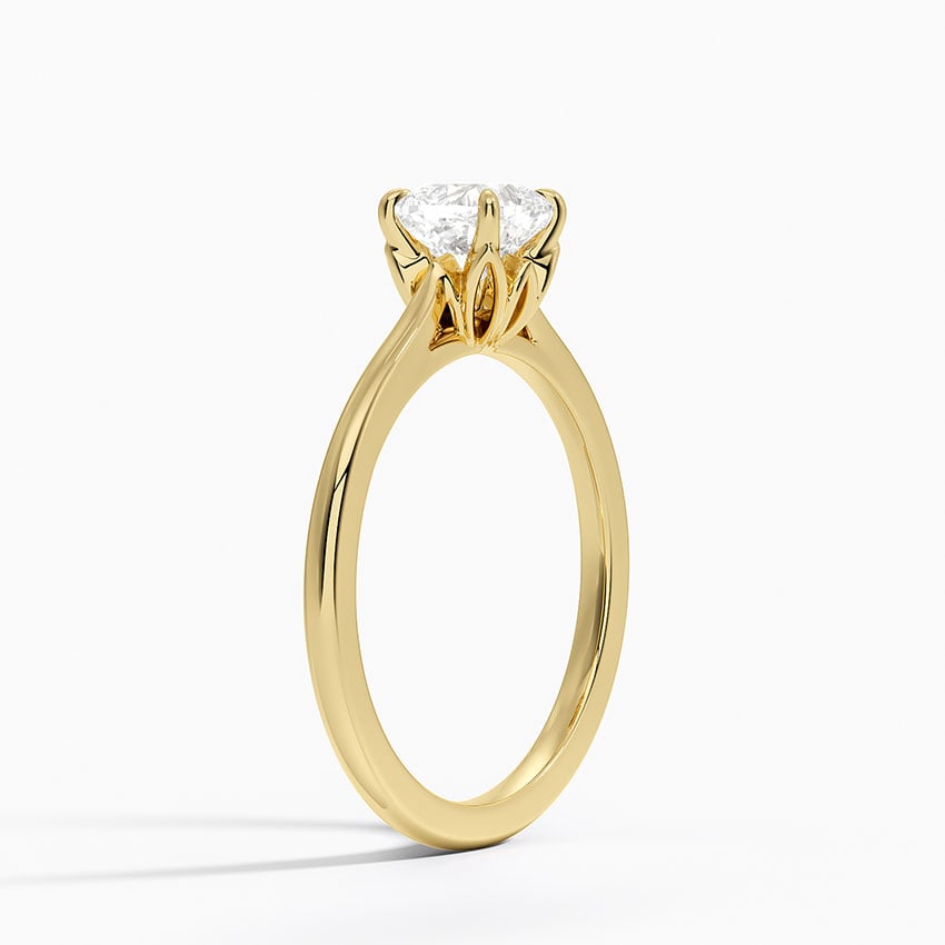 Petal 1.5mm Solitaire Ring Yellow Gold 18k Cushion Engagement Ring