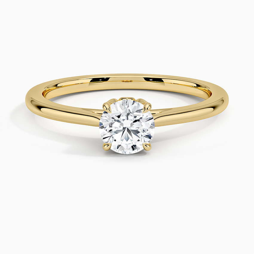 Petal 1.5mm Solitaire Ring Yellow Gold 18k Round Engagement Ring
