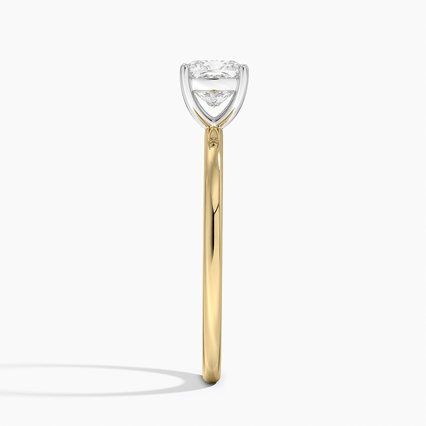 Mixed Metal Perfect Fit Solitaire Ring Yellow Gold 18k Cushion Engagement Ring
