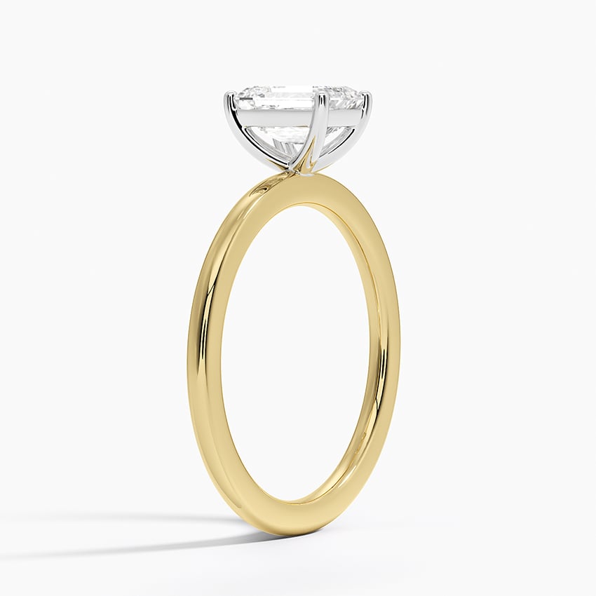 Mixed Metal Perfect Fit Solitaire Ring Yellow Gold 18k Emerald Engagement Ring