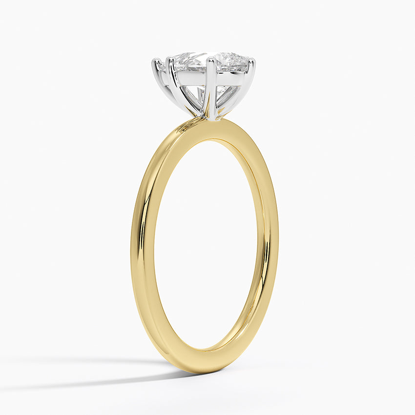 Mixed Metal Perfect Fit Solitaire Ring Yellow Gold 18k Pear Engagement Ring