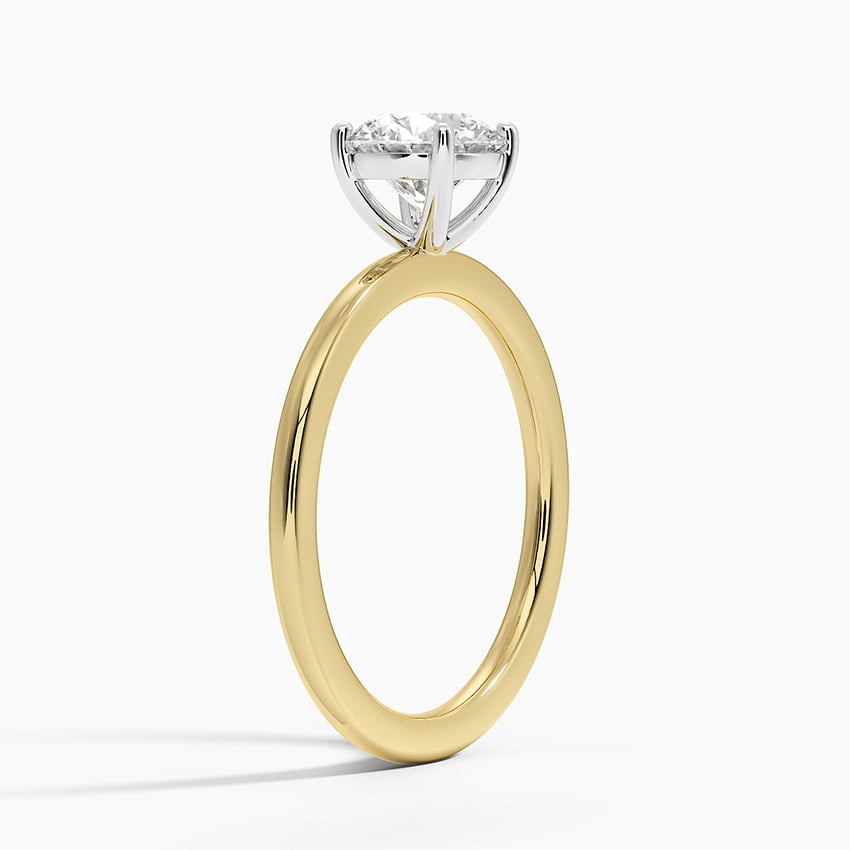 Mixed Metal Perfect Fit Solitaire Ring Yellow Gold 18k Round Engagement Ring
