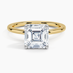 Mixed Metal Perfect Fit Solitaire Ring White Gold 18k Asscher Engagement Ring