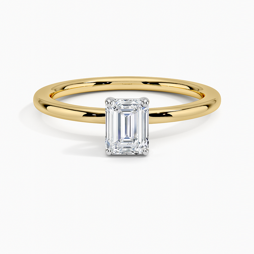 Mixed Metal Perfect Fit Solitaire Ring White Gold 18k Emerald Engagement Ring