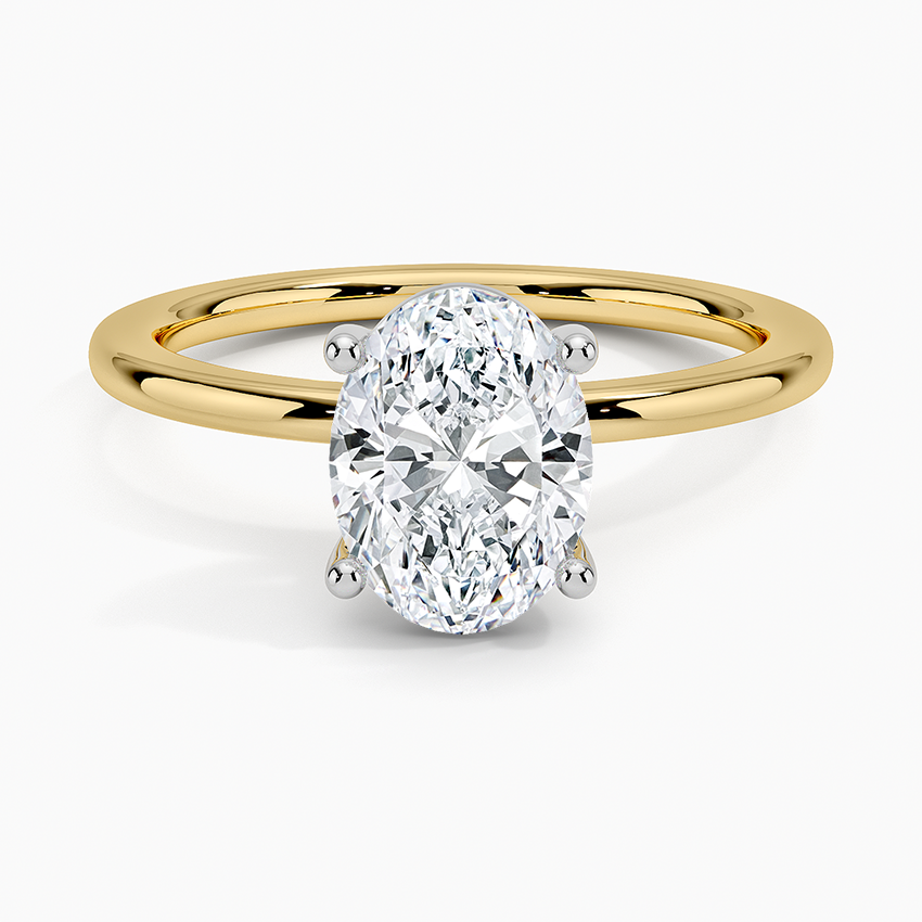 Mixed Metal Perfect Fit Solitaire Ring White Gold 18k Oval Engagement Ring