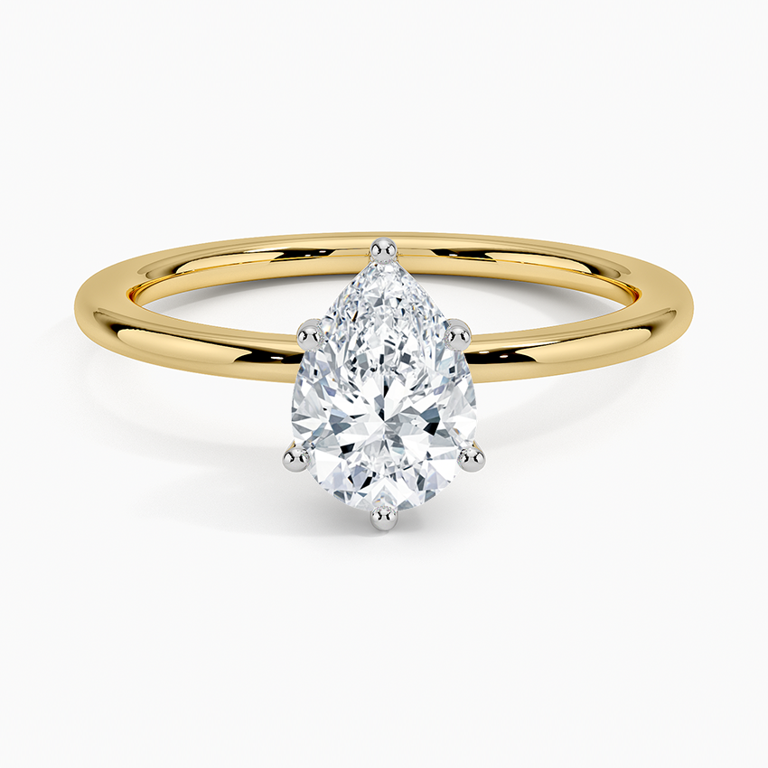 Mixed Metal Perfect Fit Solitaire Ring White Gold 18k Pear Engagement Ring