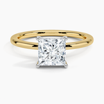 Mixed Metal Perfect Fit Solitaire Ring White Gold 18k Princess Engagement Ring