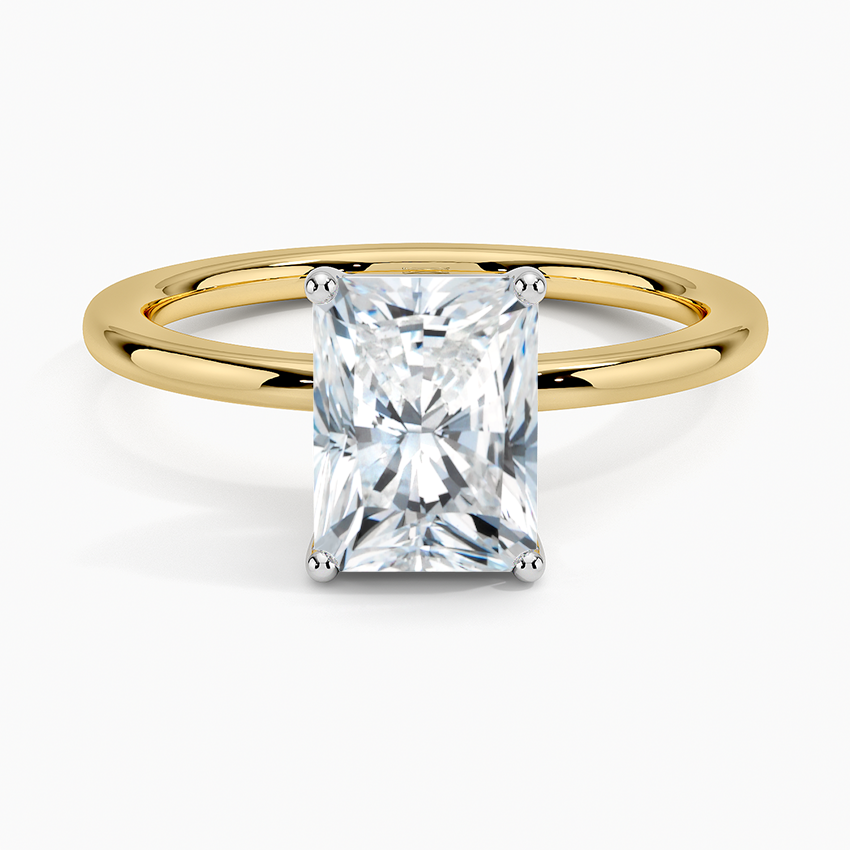 Mixed Metal Perfect Fit Solitaire Ring White Gold 18k Radiant Engagement Ring