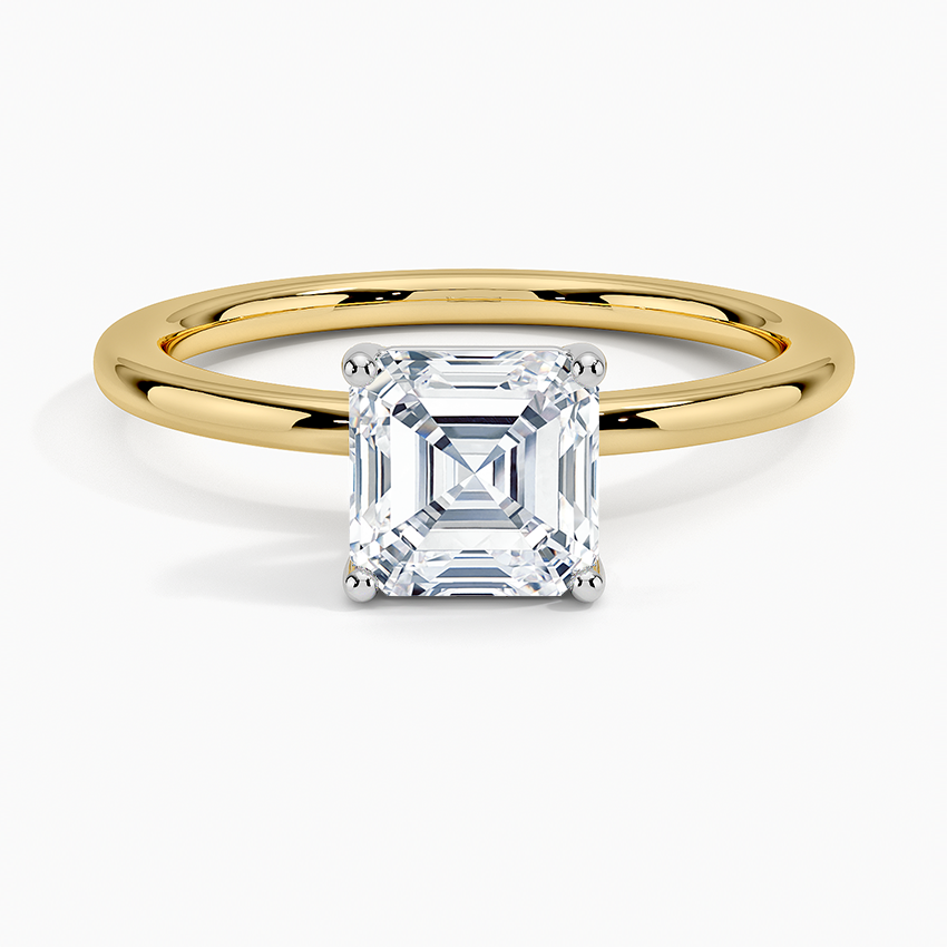 Platinum Mixed Metal Perfect Fit Solitaire Ring Platinum Asscher Engagement Ring