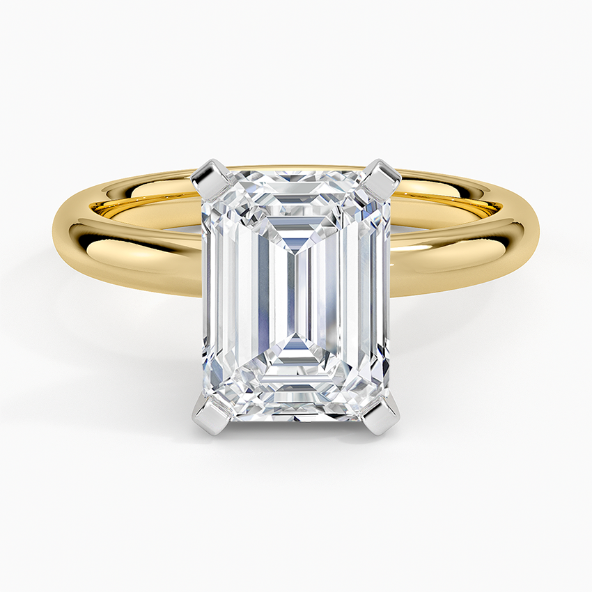 Comfort Fit 2.5mm Ring Yellow Gold 18k Emerald Engagement Ring