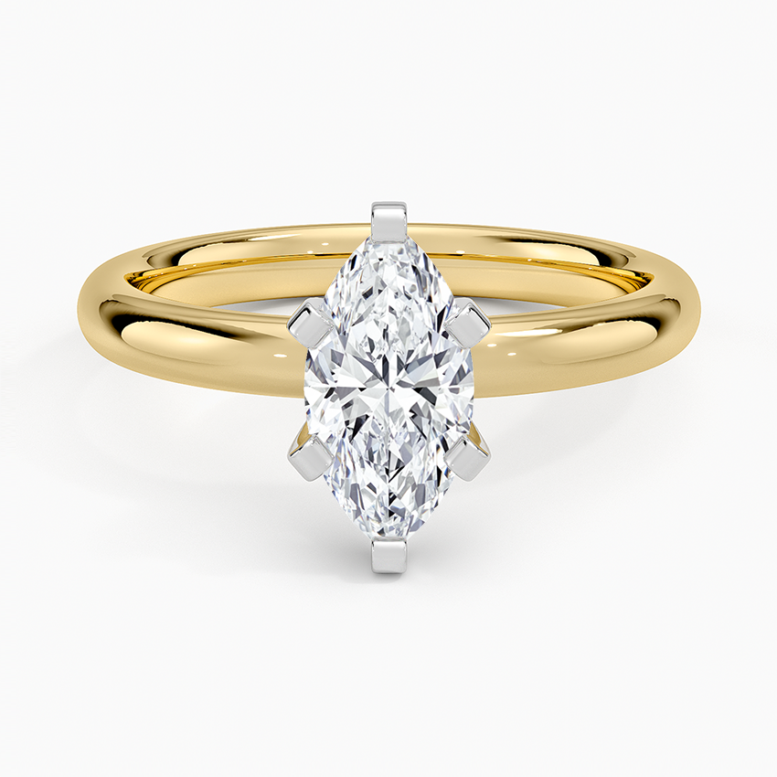 Comfort Fit 2.5mm Ring Yellow Gold 18k Marquise Engagement Ring