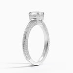Tapered Elsie Engraved Solitaire Ring Platinum Cushion Engagement Ring
