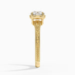 Tapered Elsie Engraved Solitaire Ring Yellow Gold 18k Round Engagement Ring