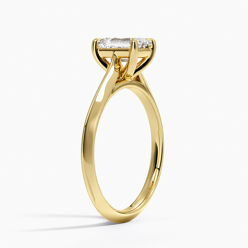 Piper Knife Edge Solitaire Ring Yellow Gold 18k Emerald Engagement Ring