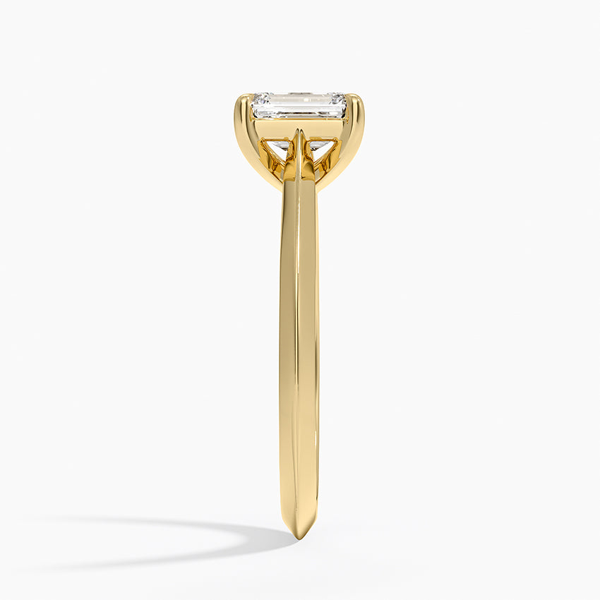Piper Knife Edge Solitaire Ring Yellow Gold 18k Emerald Engagement Ring