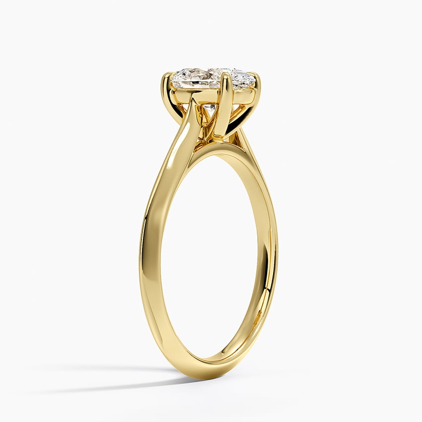 Piper Knife Edge Solitaire Ring Yellow Gold 18k Oval Engagement Ring