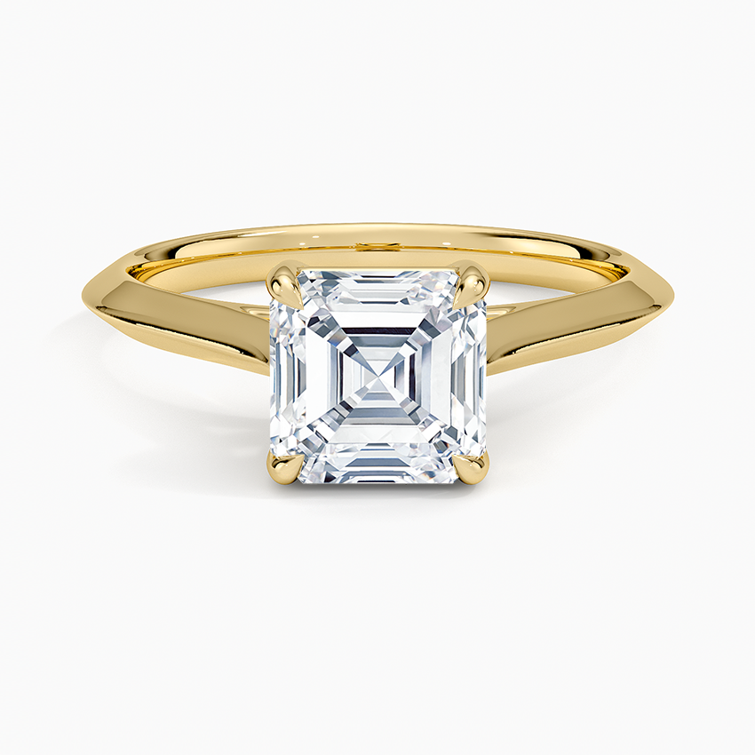Piper Knife Edge Solitaire Ring Yellow Gold 18k Asscher Engagement Ring