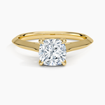 Piper Knife Edge Solitaire Ring Yellow Gold 18k Cushion Engagement Ring