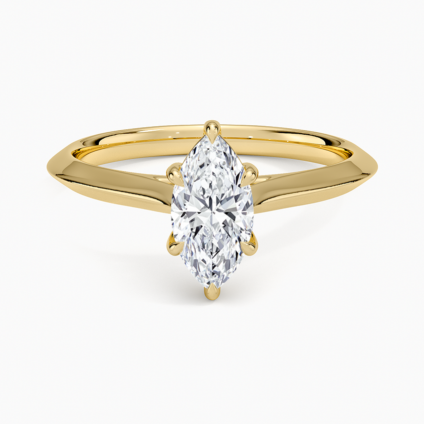 Piper Knife Edge Solitaire Ring Yellow Gold 18k Marquise Engagement Ring