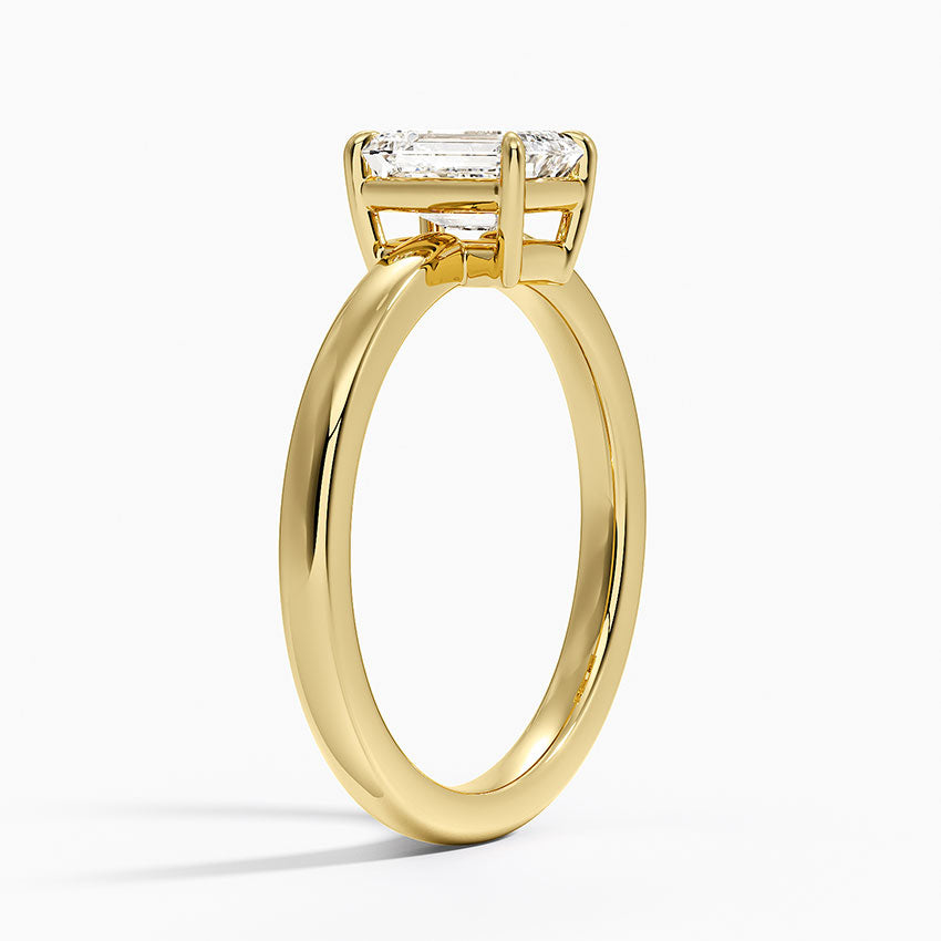 Dara Low-Profile Solitaire Ring Yellow Gold 18k Emerald Engagement Ring
